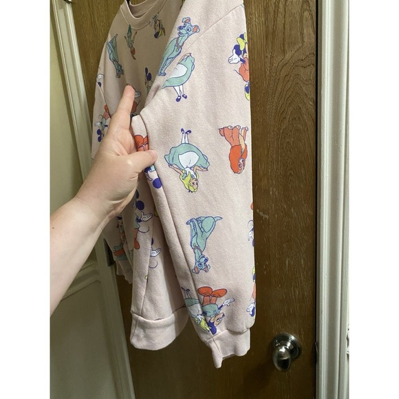 Disney 100 Womens SWEATSHIRT, XL 15-17, Pink, Donald Duck, Dumbo, Peter Pan - Picture 4 of 12